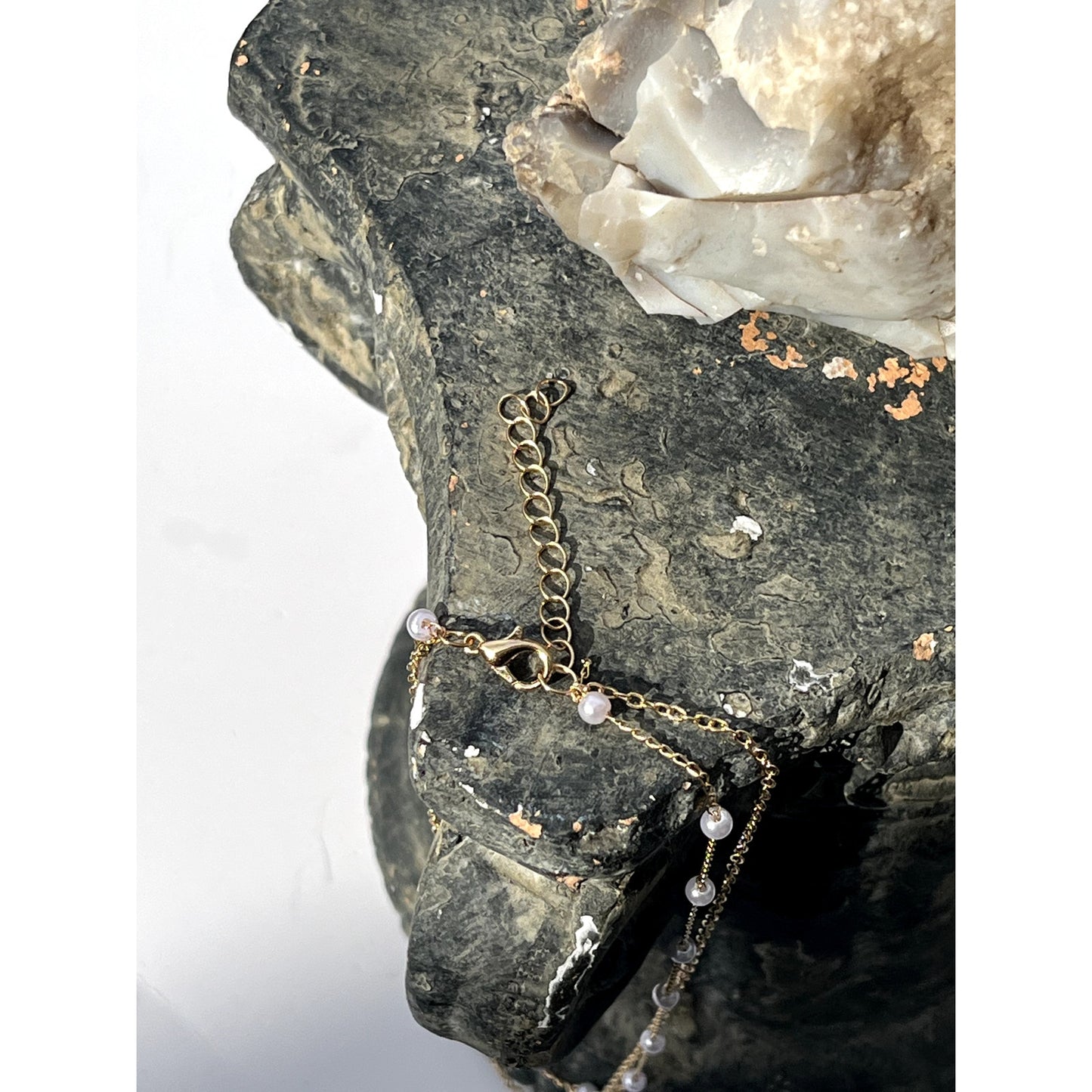 Delicate Double Strand Gold and Pearl Necklace