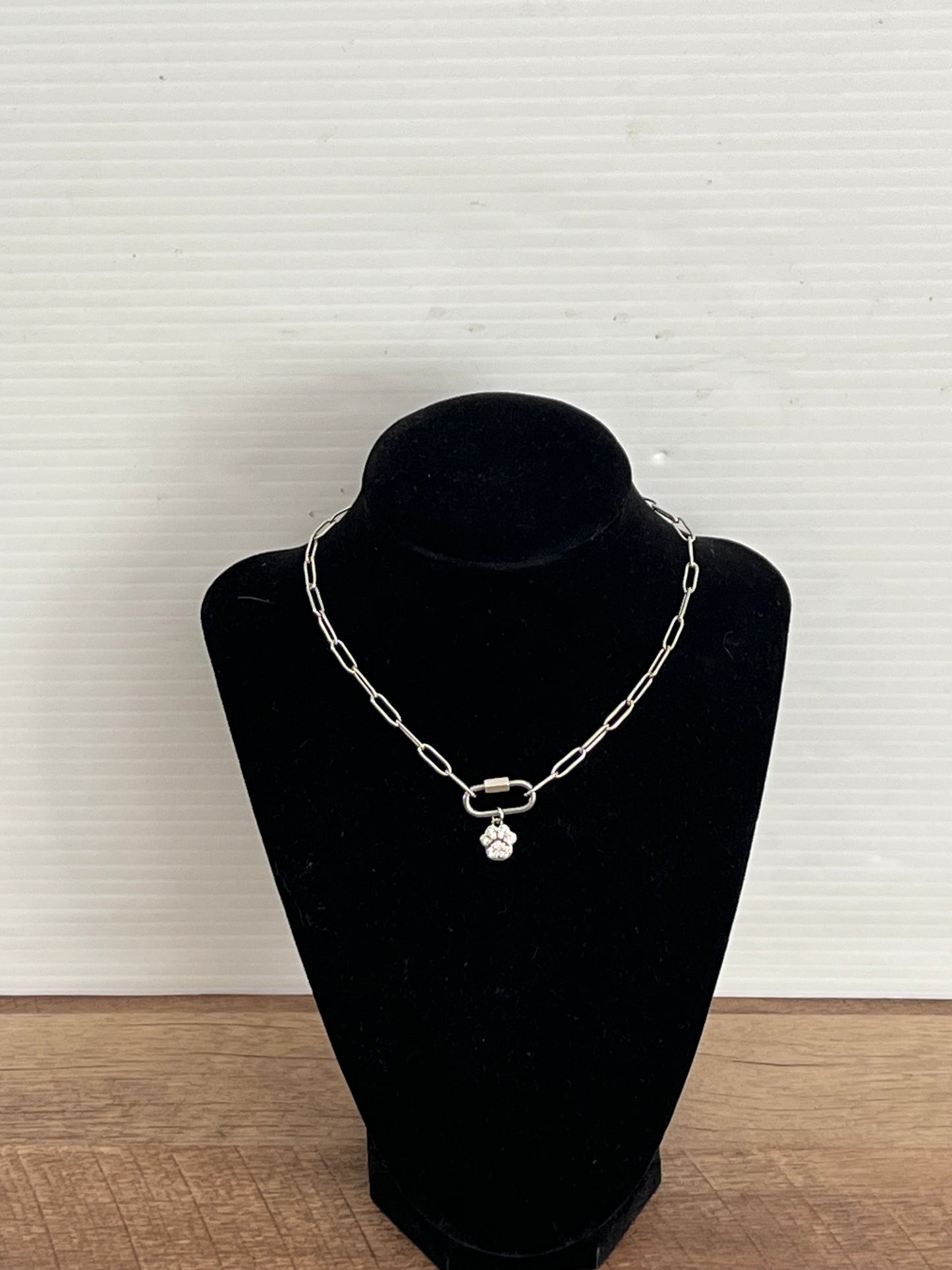 Iced out Silver Paw Charm