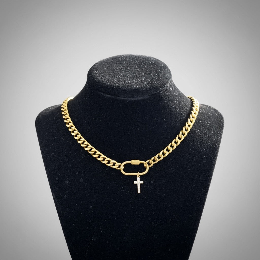 Iced out Gold Cross Charm