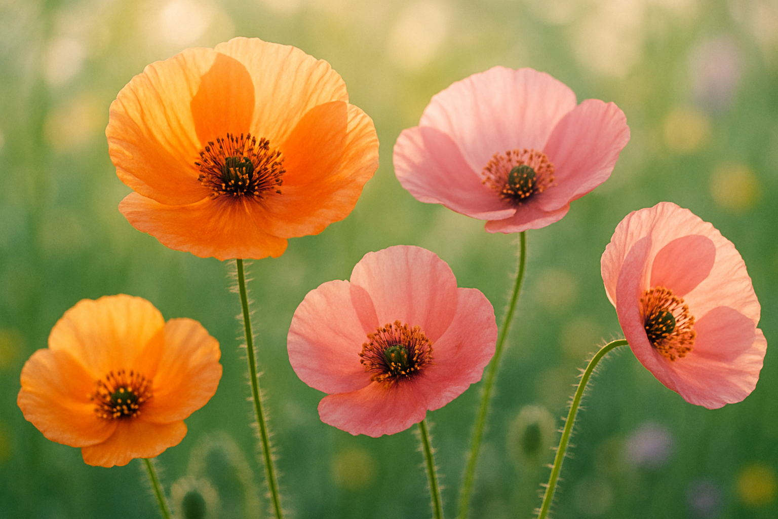 different picture of poppies