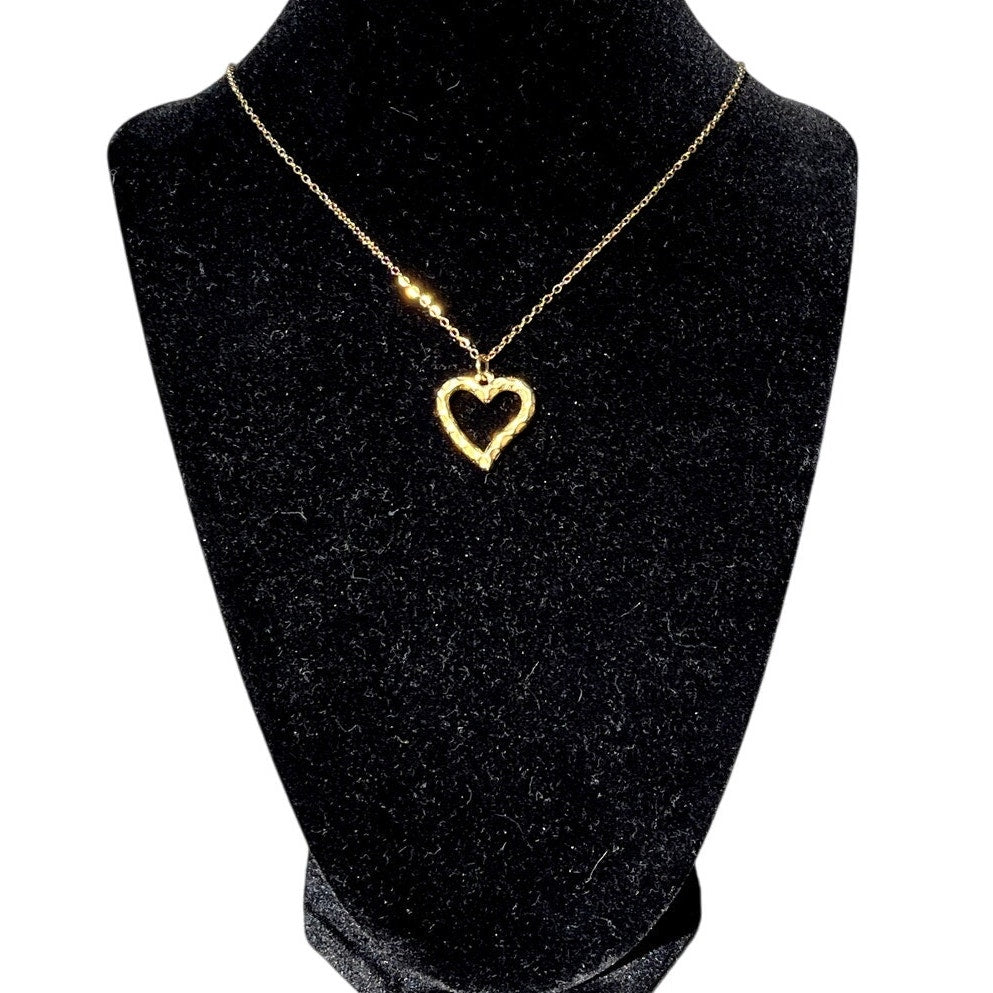 Gold Ripple Heart Necklace