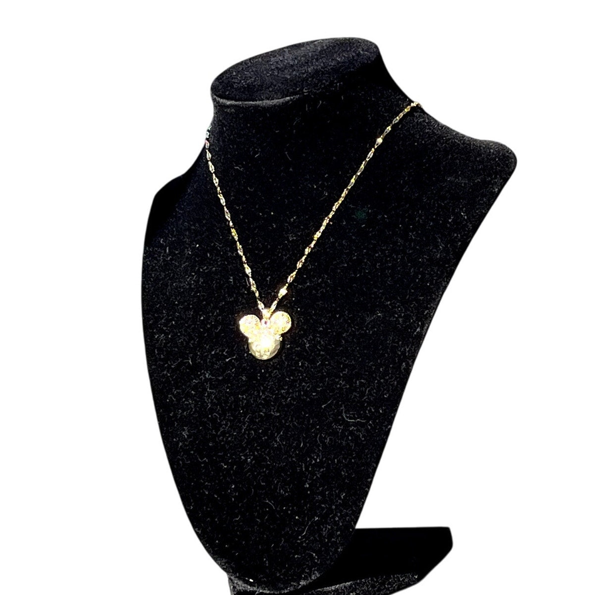 Gold Mickey Necklace, CZ diamonds add darling details