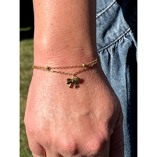 Gold Bow Earrings & Bracelet