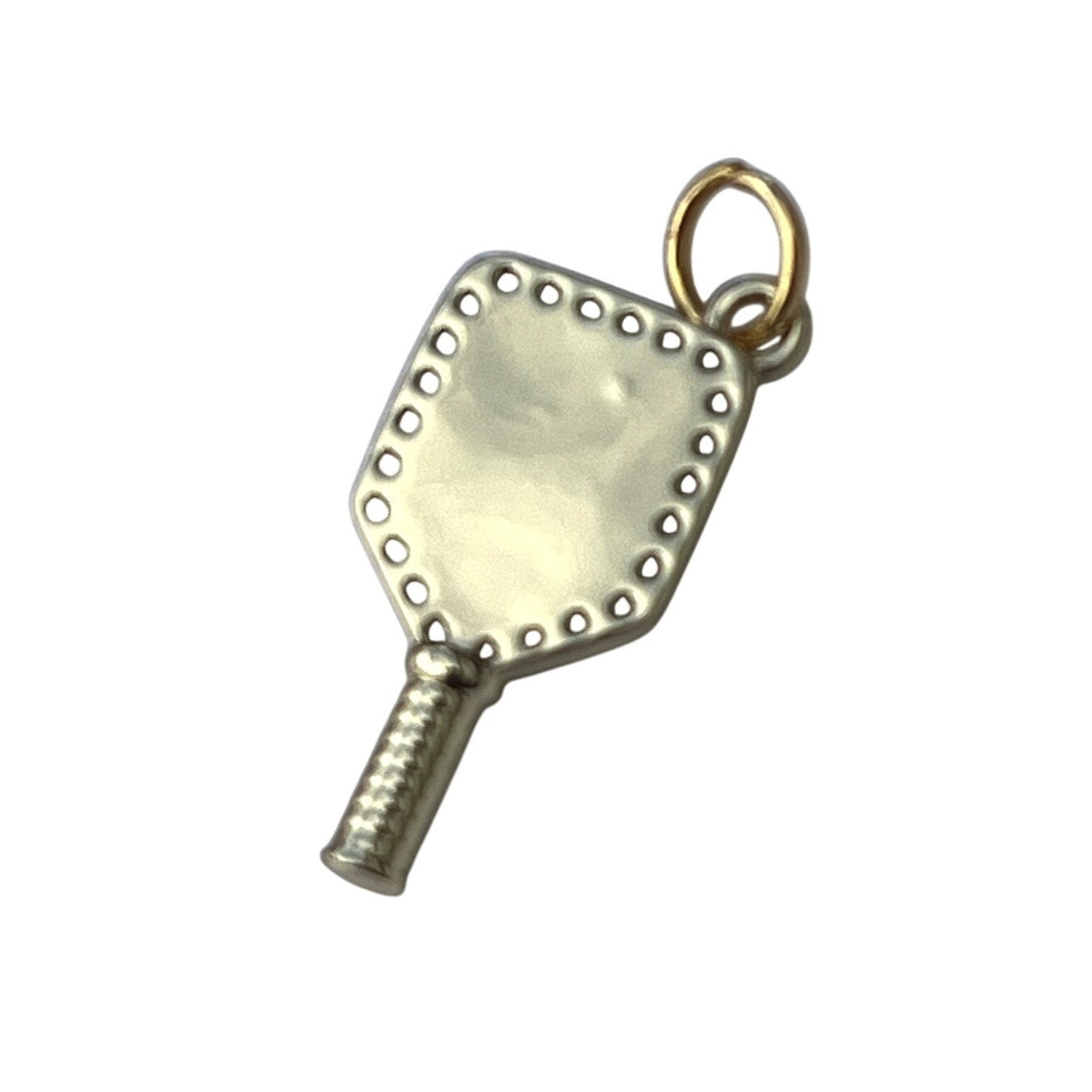 Gold Pickleball Charm with CZ diamond details