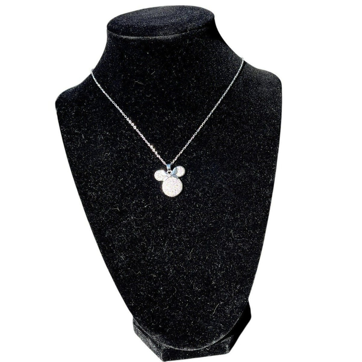 Silver Minnie Necklace with CZ Diamonds