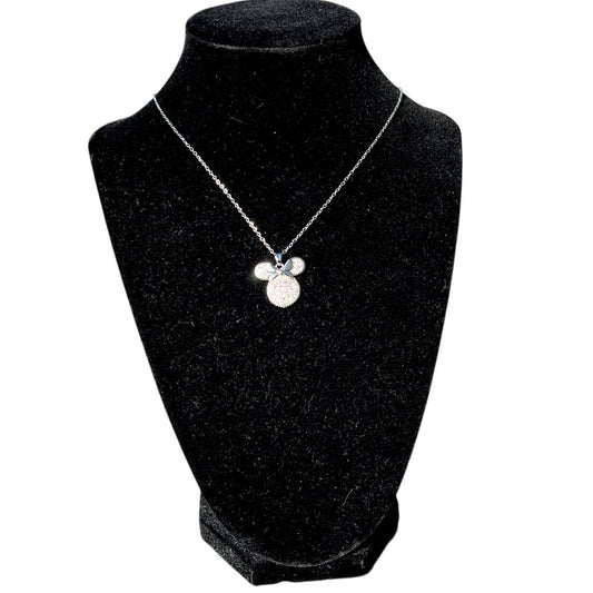 Silver Minnie Necklace with CZ Diamonds