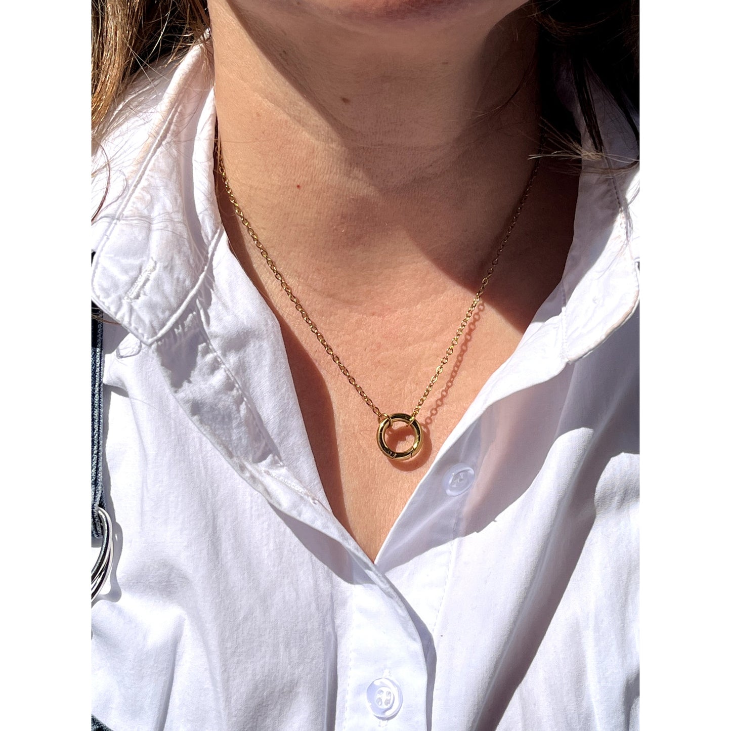 Gold Round Charm Necklace