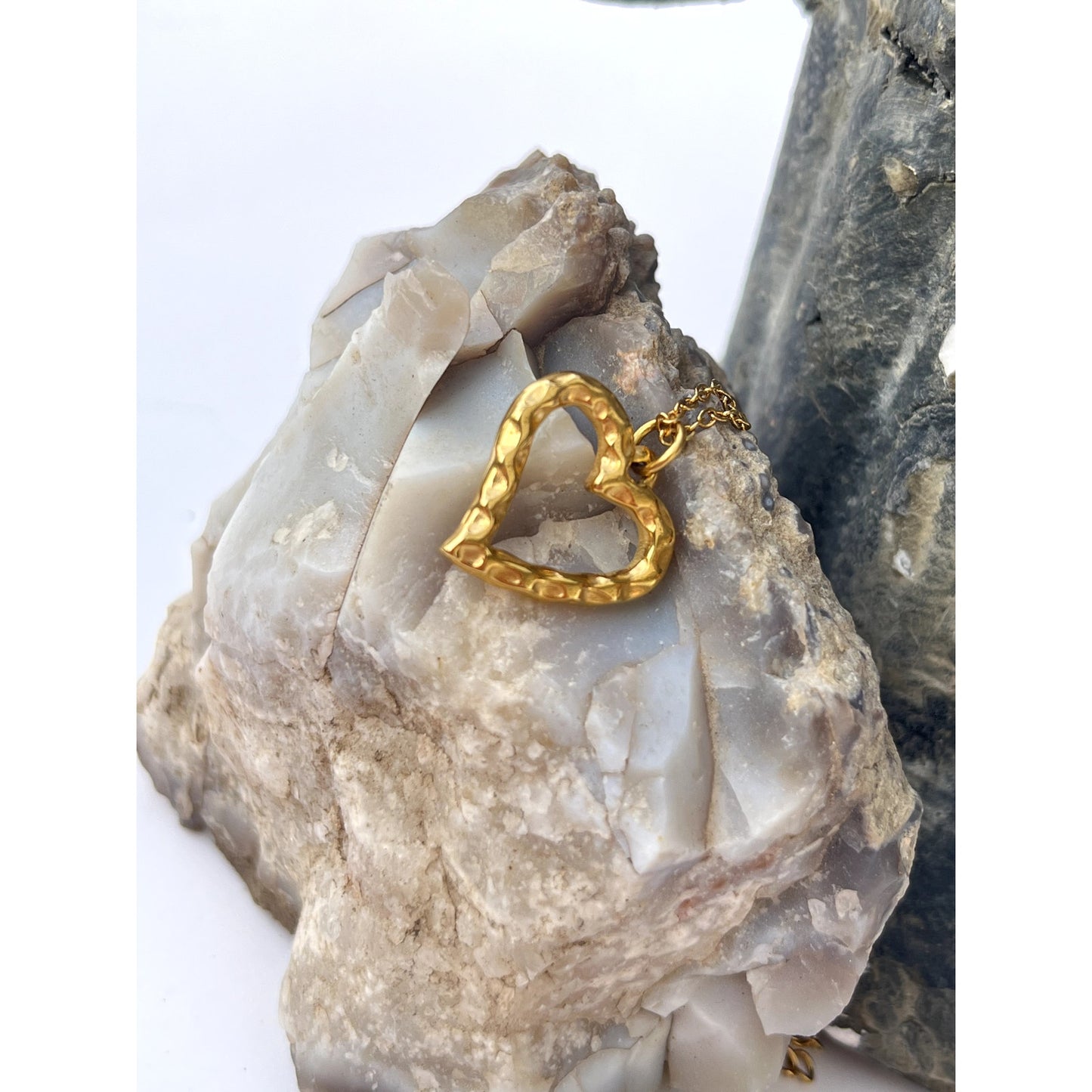 Gold Ripple Heart Necklace