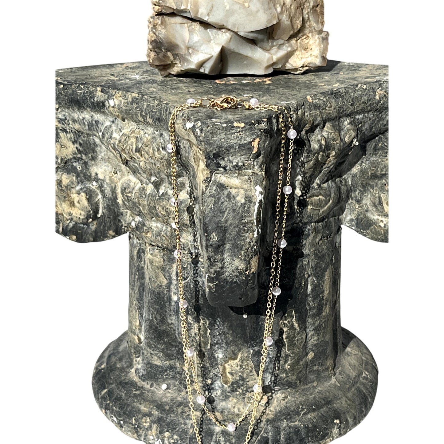 Delicate Double Strand Gold and Pearl Necklace