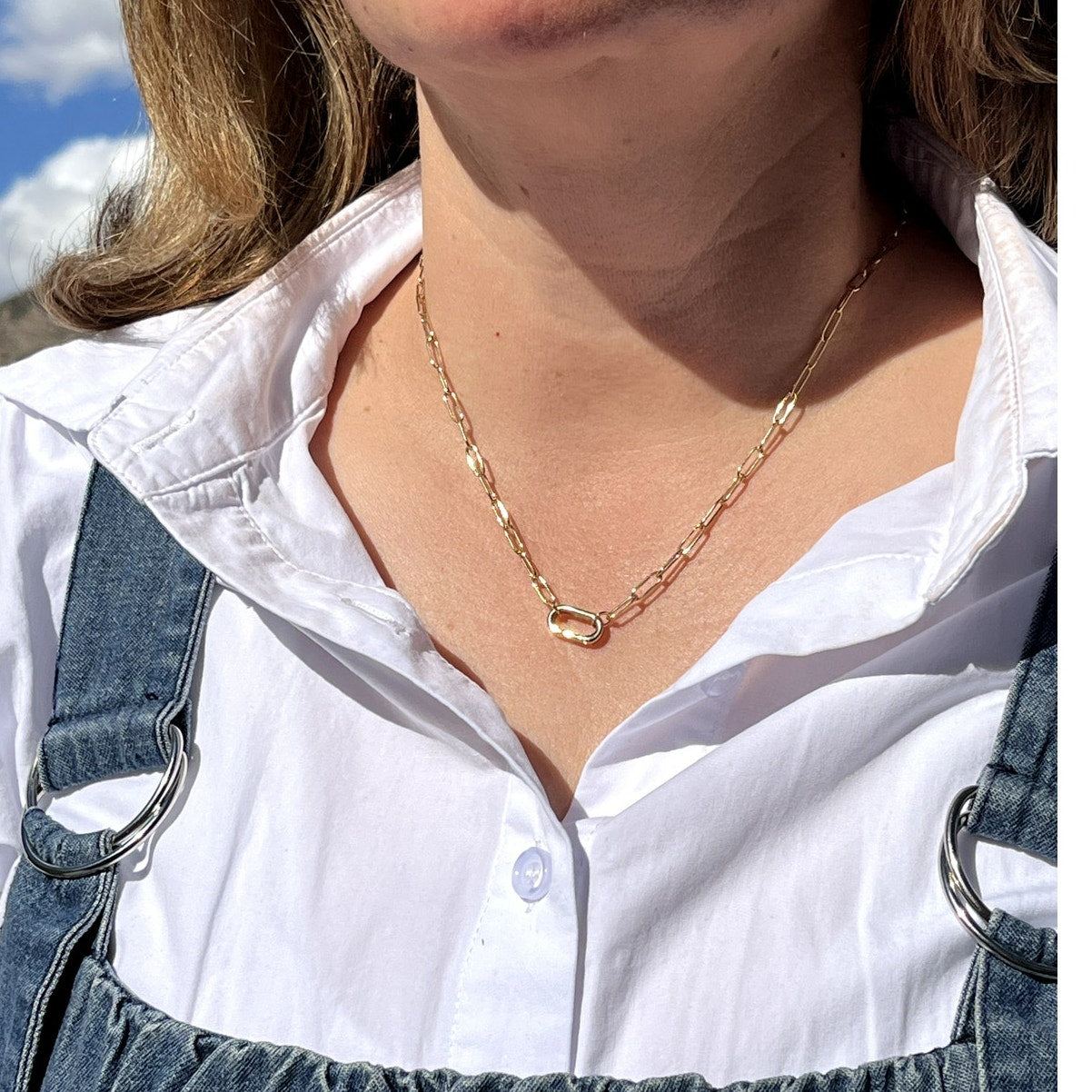 Carabiner Gold Necklace.  Perfect for holding charms