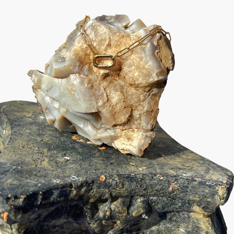 Carabiner Gold Necklace.  Perfect for holding charms