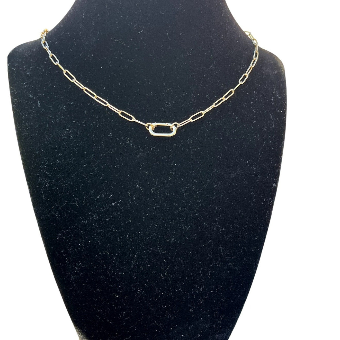 Carabiner Gold Necklace.  Perfect for holding charms