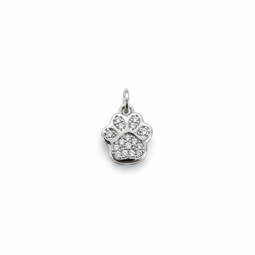 Iced out Silver Paw Charm