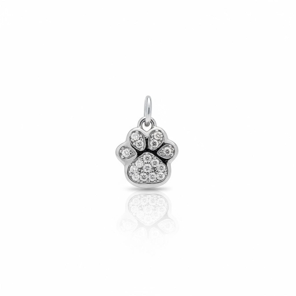 Iced out Silver Paw Charm