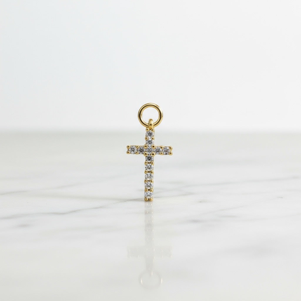 Iced out Gold Cross Charm