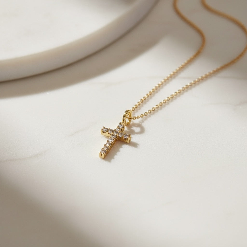 Iced out Gold Cross Charm