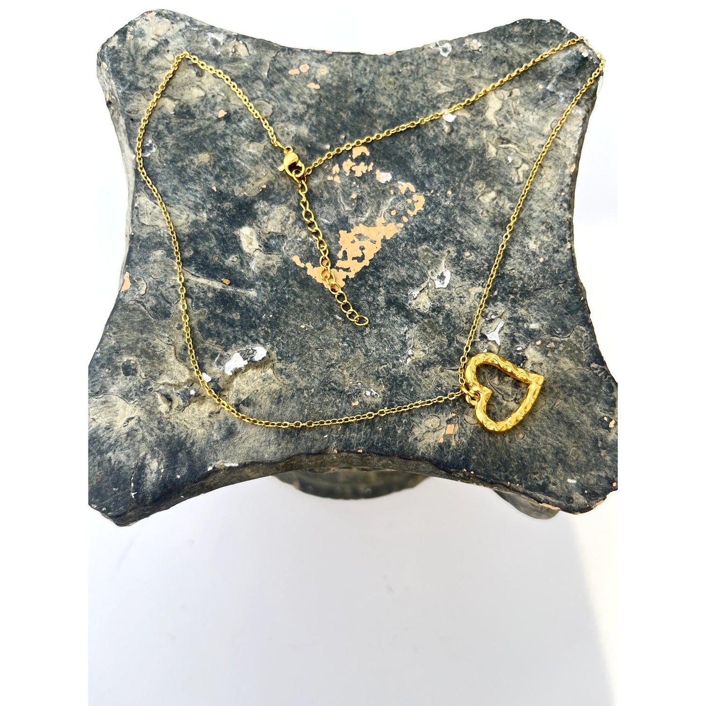 Gold Ripple Heart Necklace