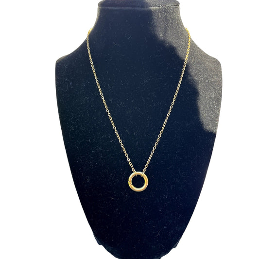 Gold Round Charm Necklace